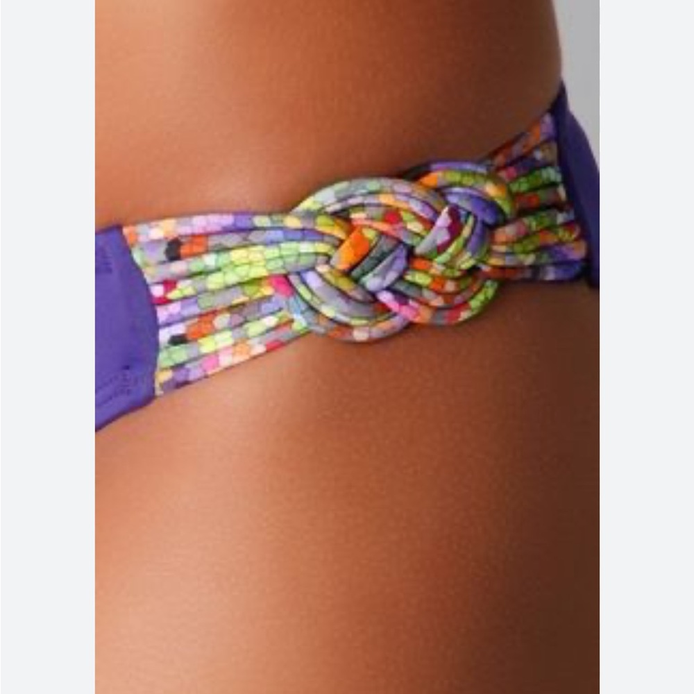 NWT L*Space "Tesserae" Purple Iris Colorful Knot Macrame Back Bandeau Bikini - Picture 12 of 17